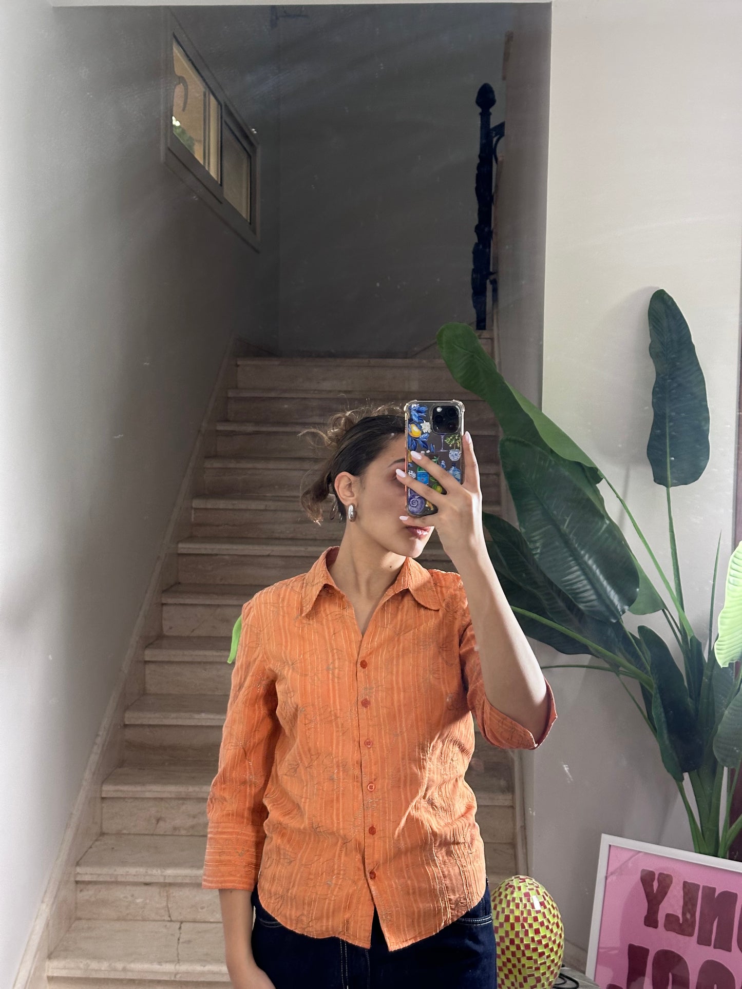 Orange Patterned Shirt (Large)