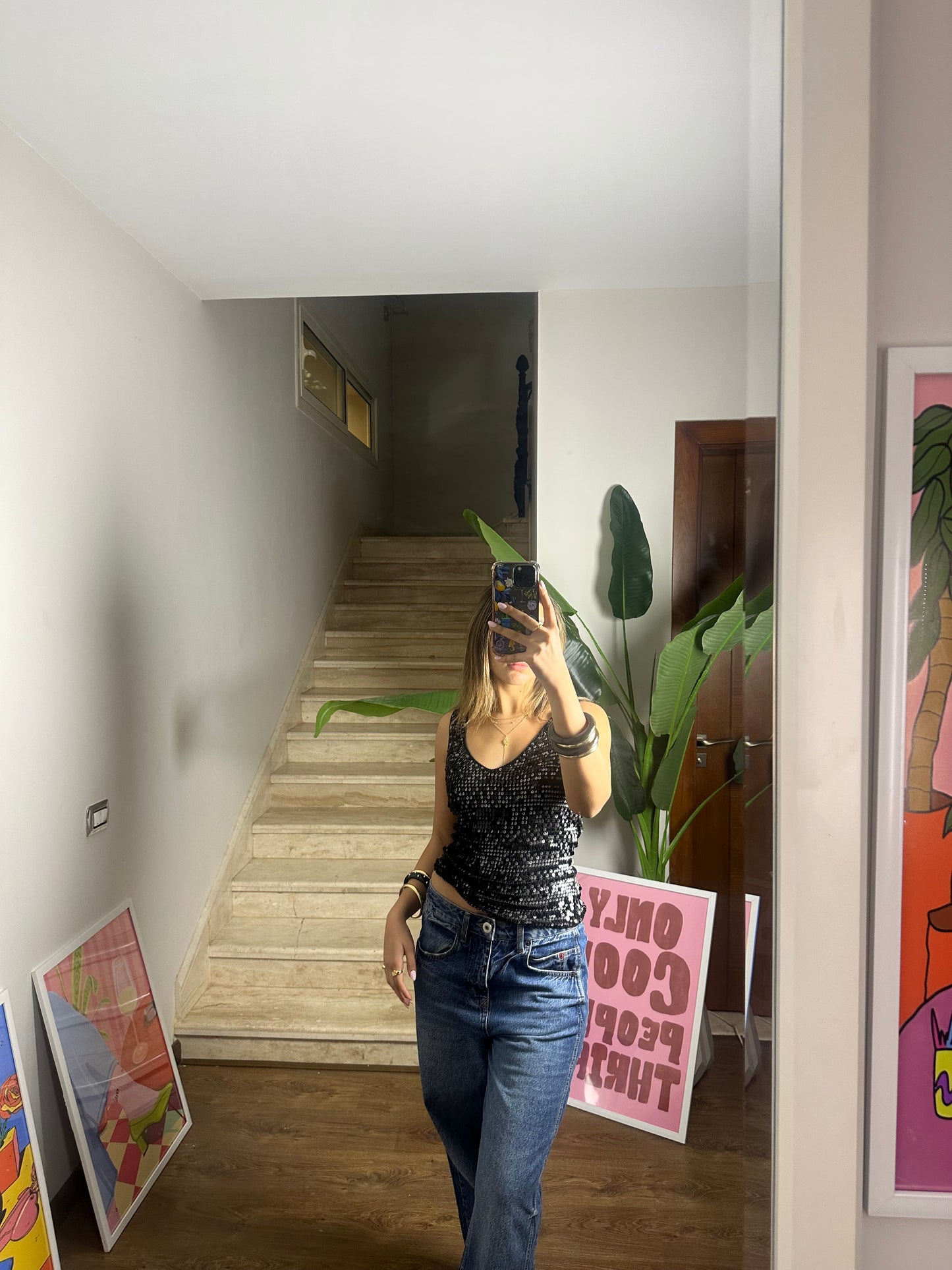 Black Sequin Top (Medium)