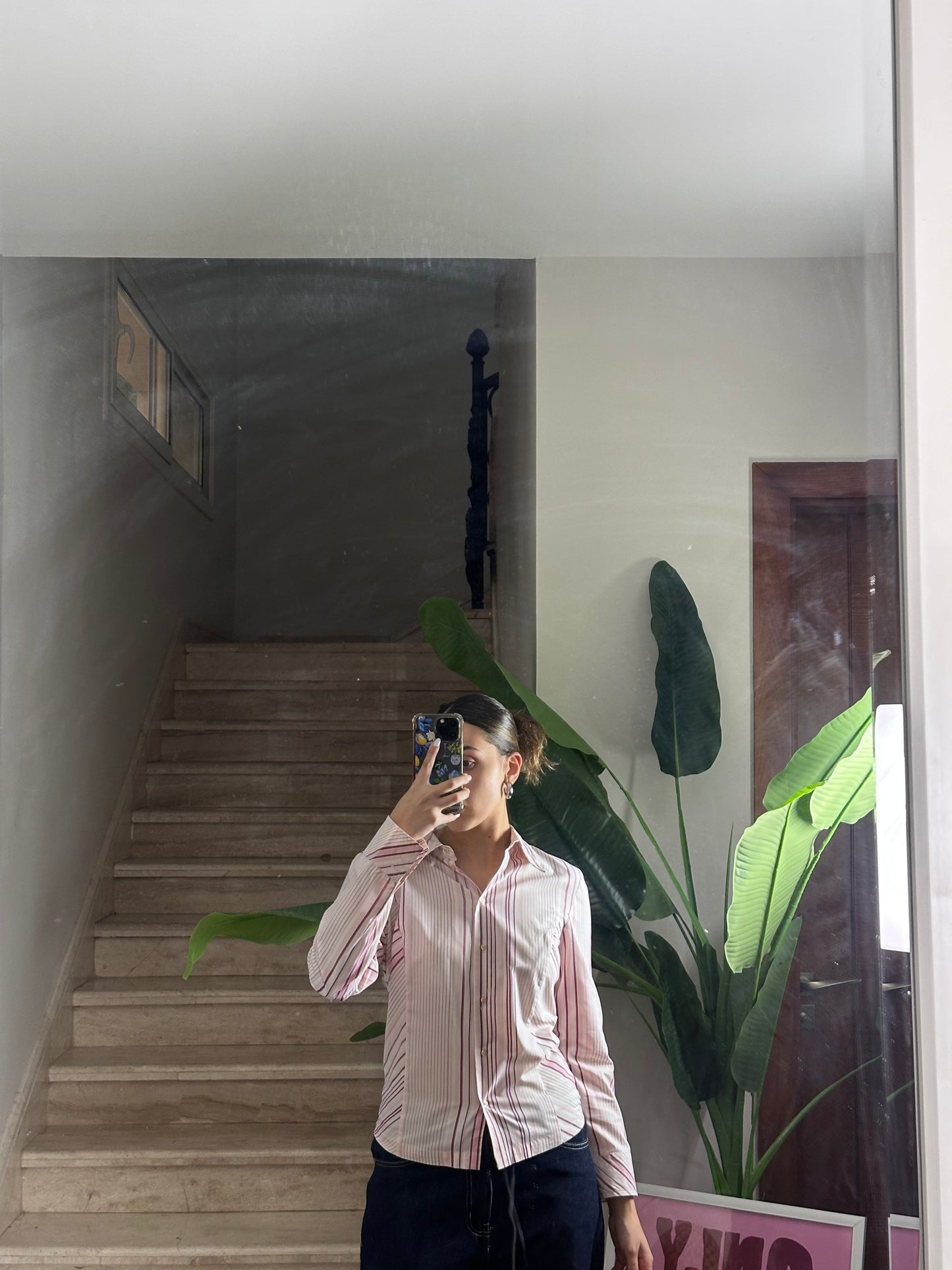 Blush Pink Striped Shirt (Large)