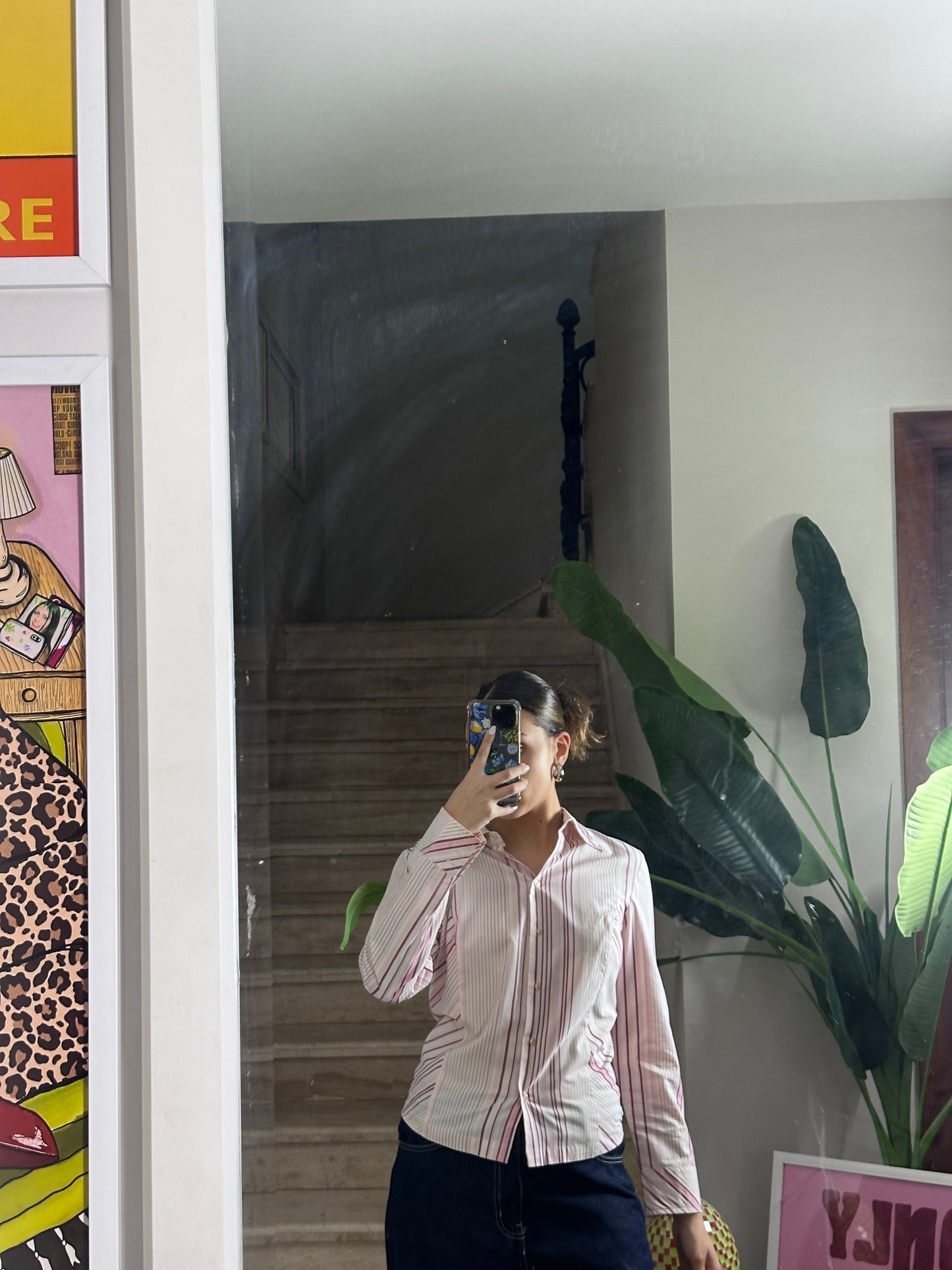 Blush Pink Striped Shirt (Large)