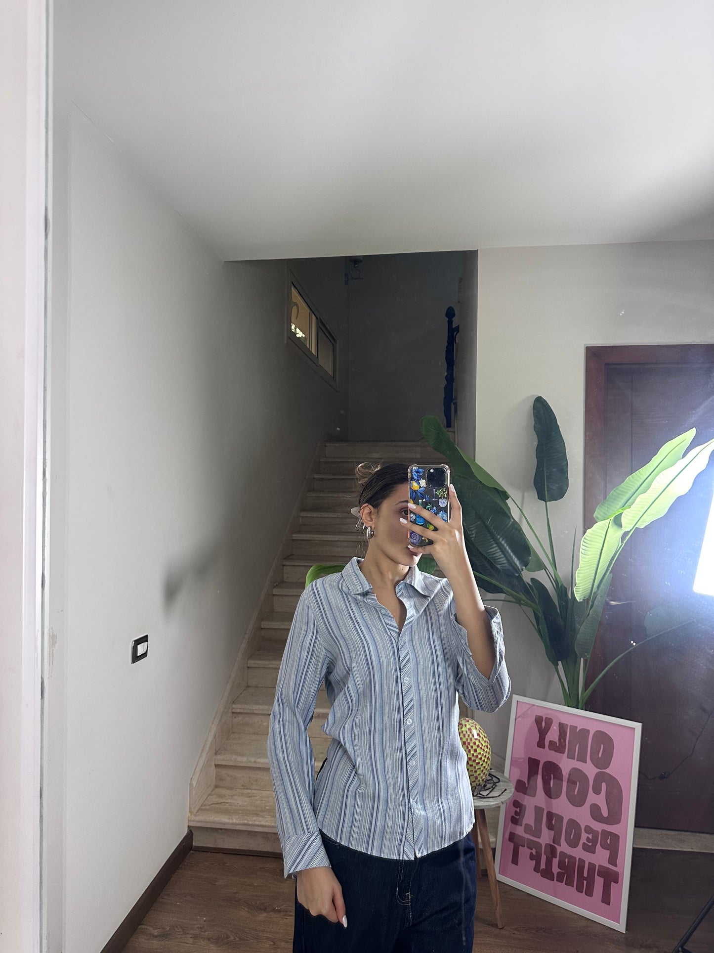 Blue & White Striped Shirt (Large)