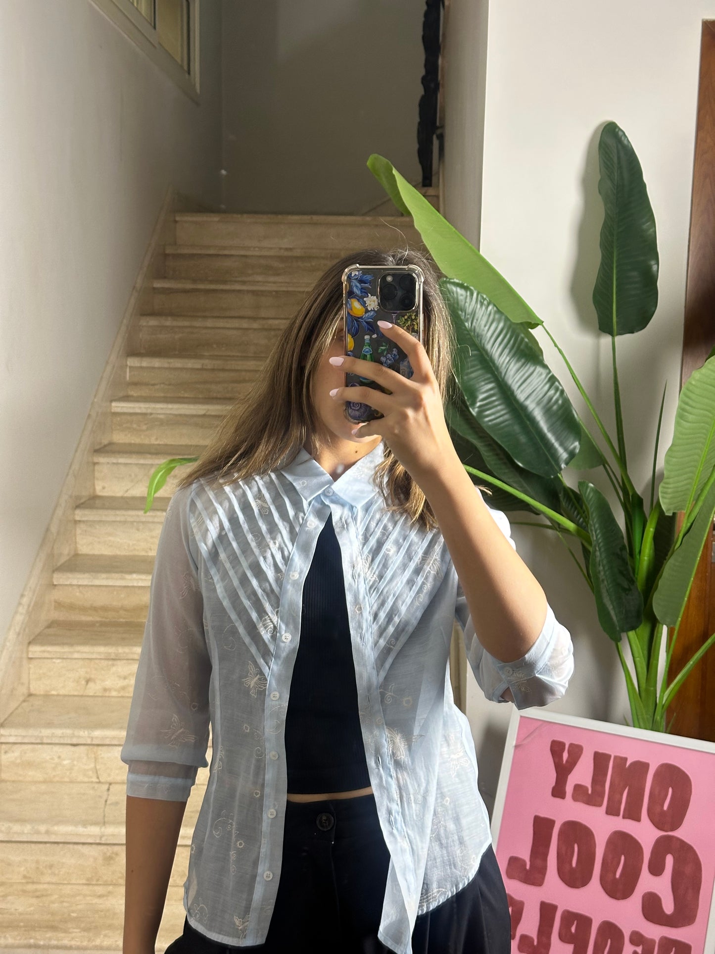 Mesh Embroidery Shirt (Medium)