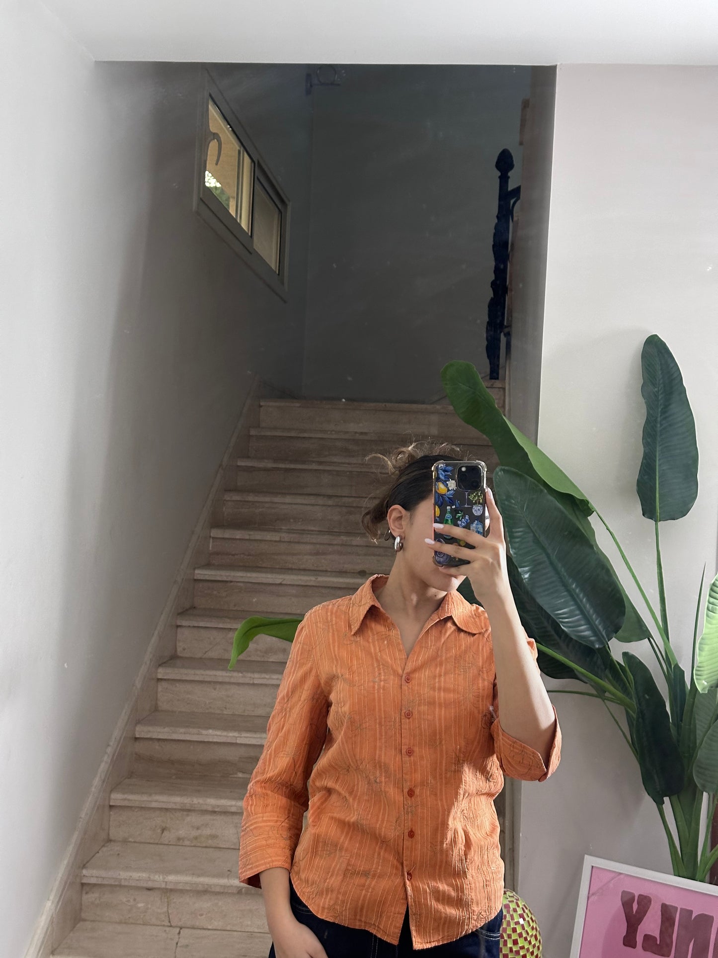 Orange Patterned Shirt (Large)