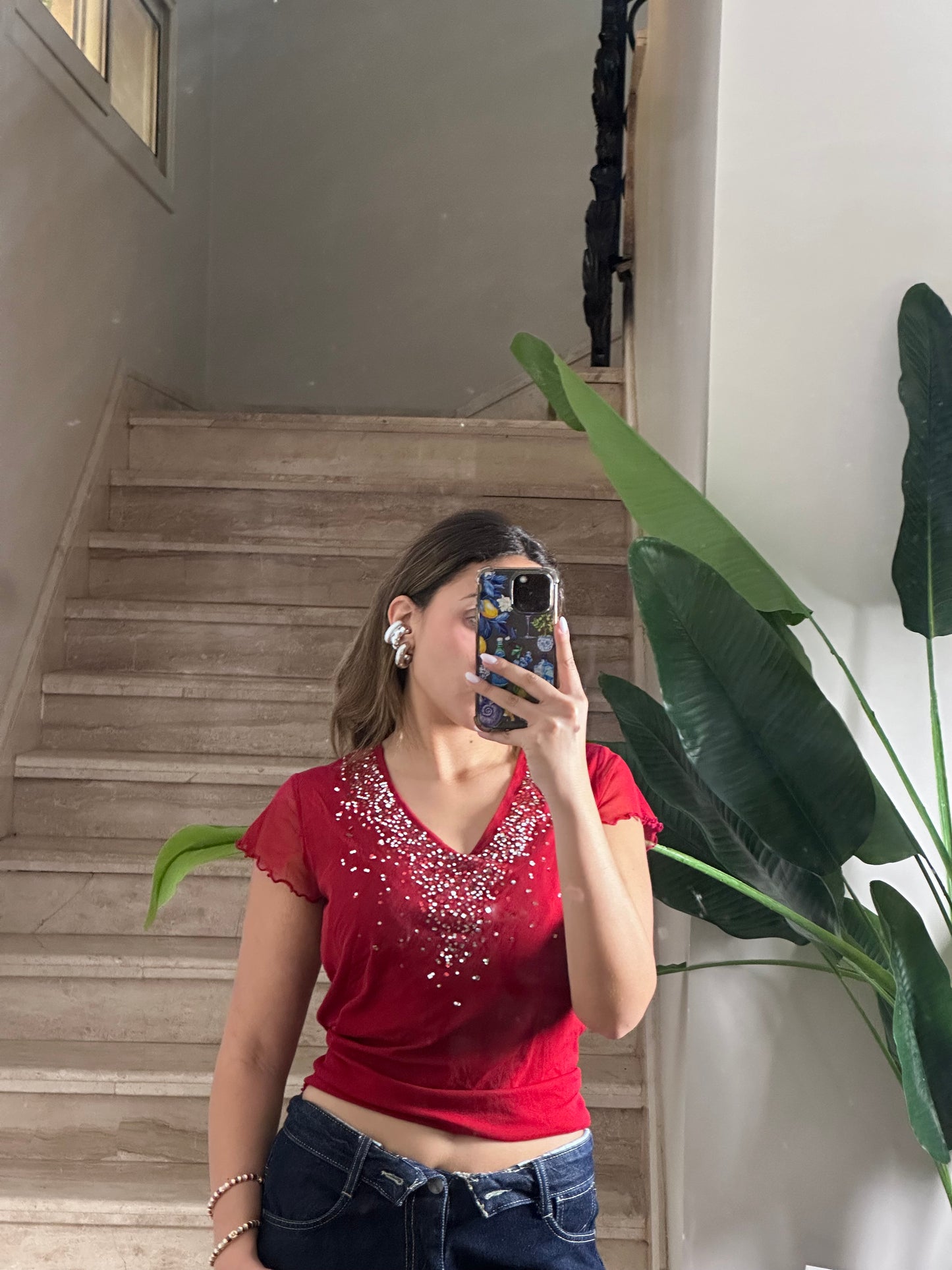 Red Sequined Top (Large)