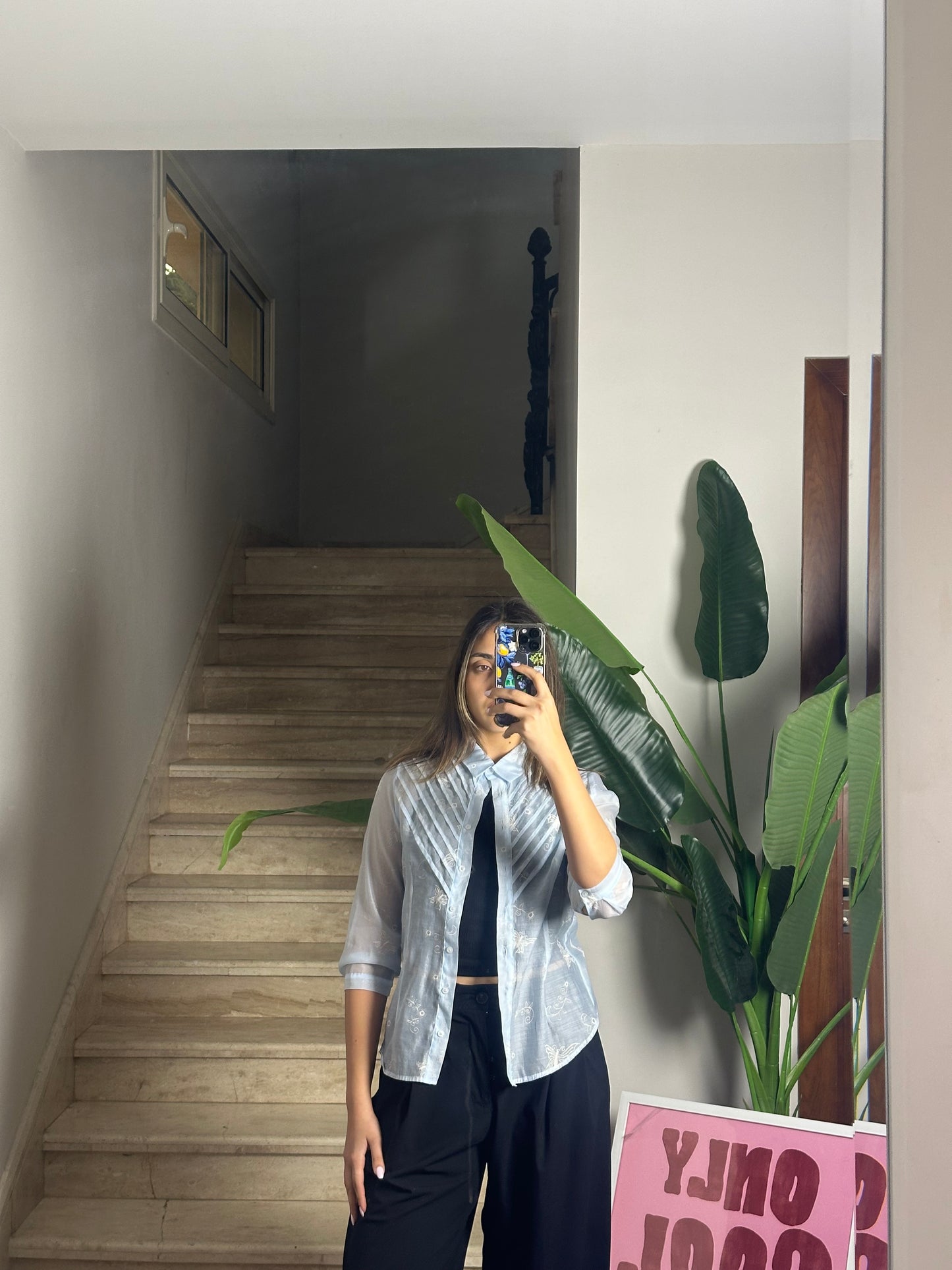Mesh Embroidery Shirt (Medium)