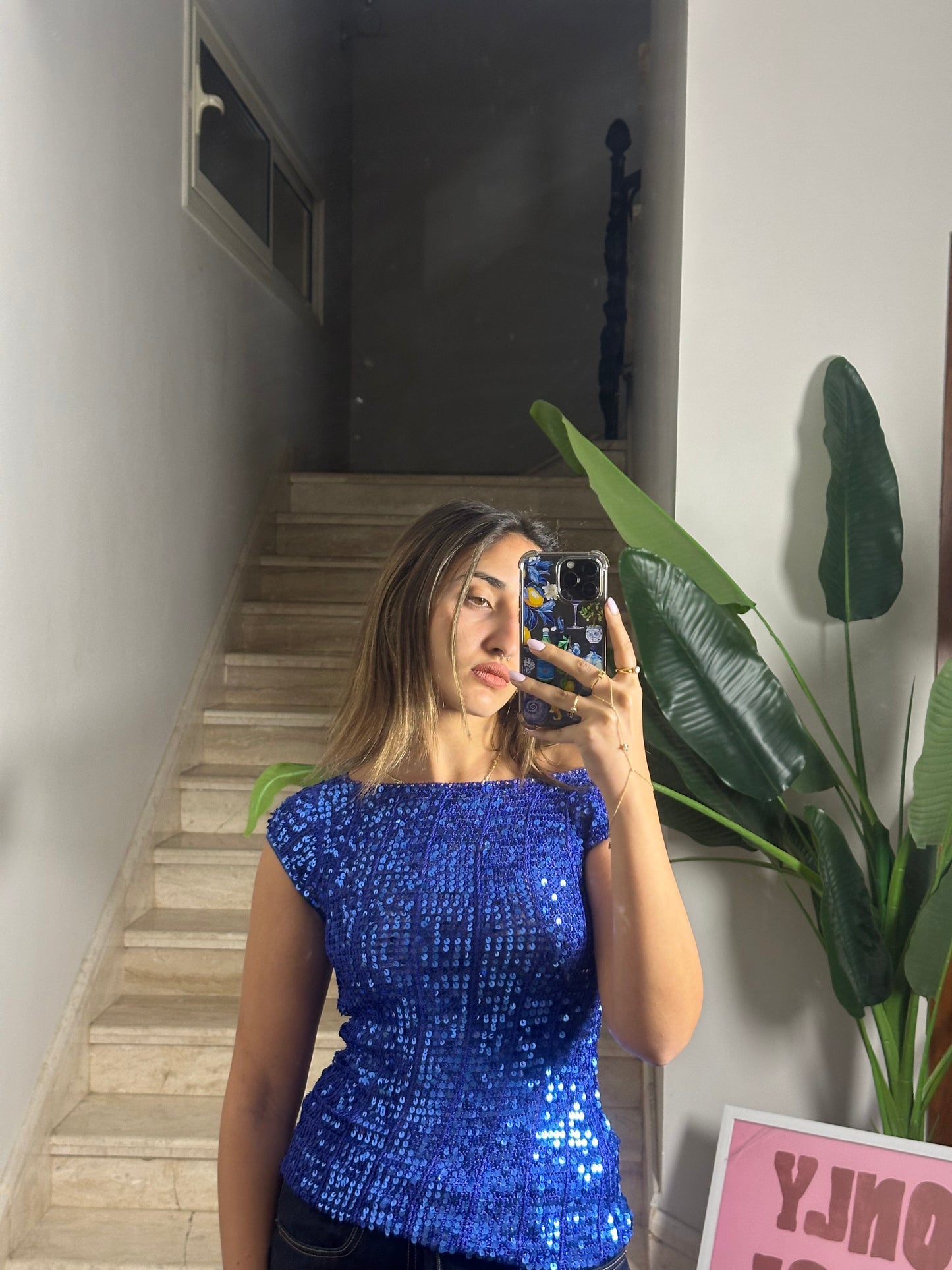 Blue Sequin Top (Small)