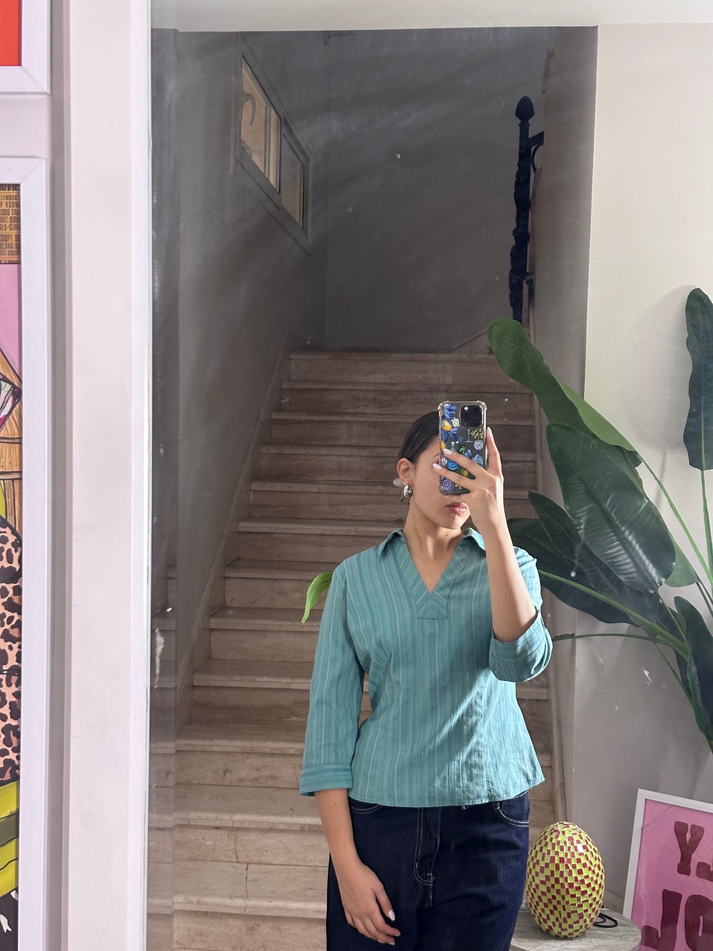 Baby Blue Striped Shirt (Large)
