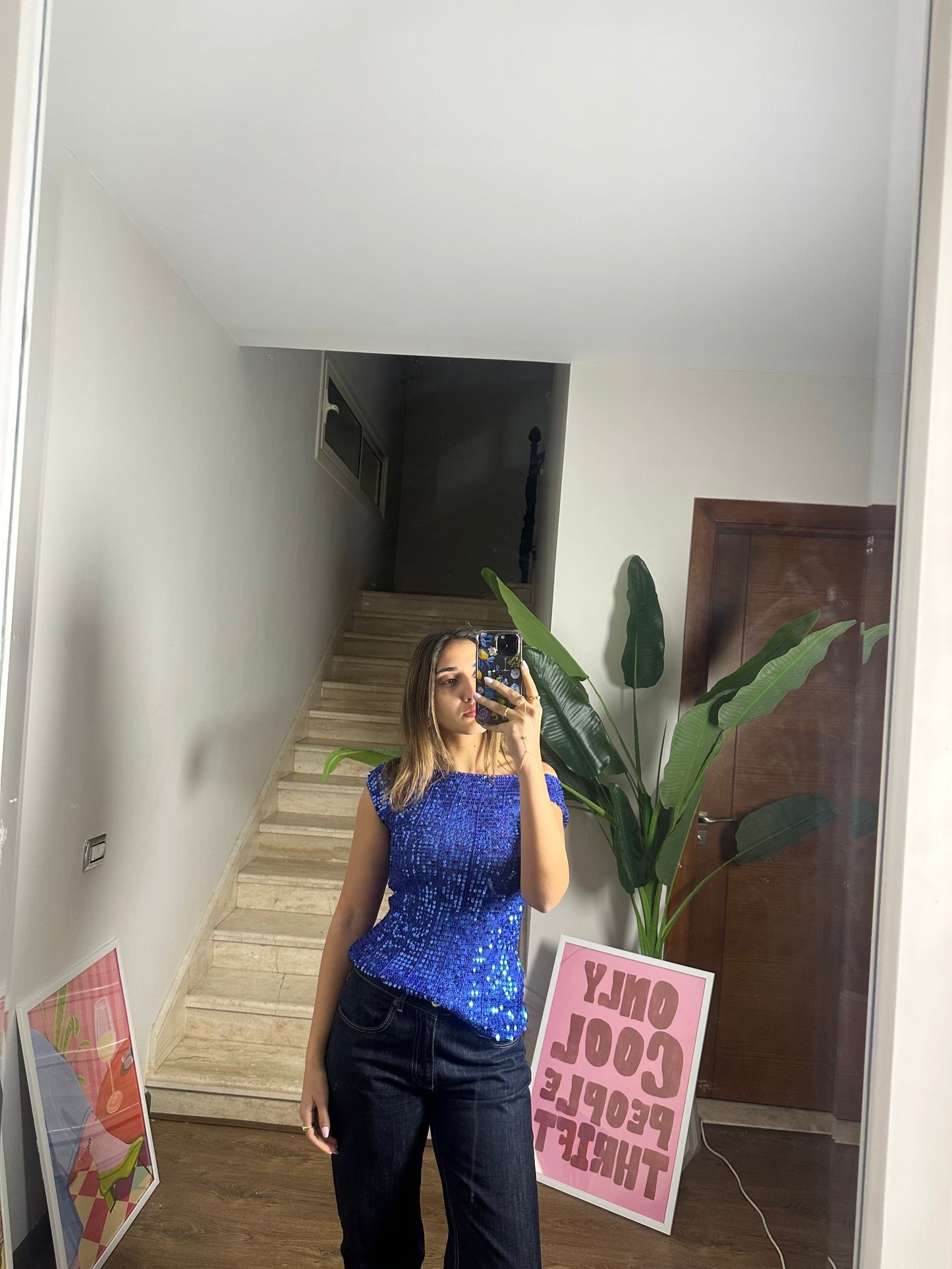 Blue Sequin Top (Small)