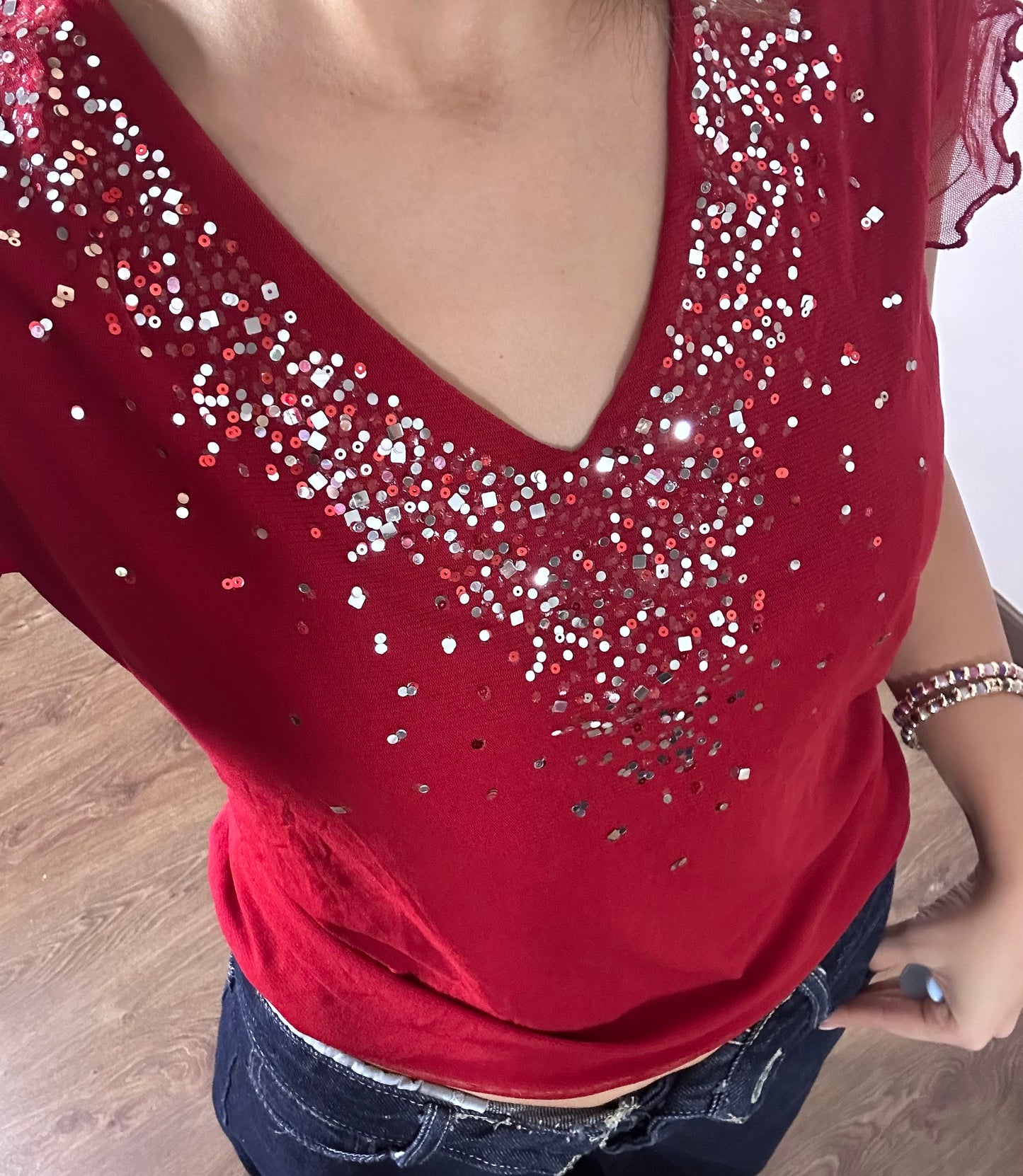 Red Sequined Top (Large)