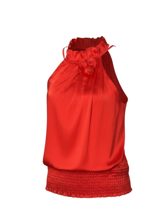 Red Satin Halter Top (Large)