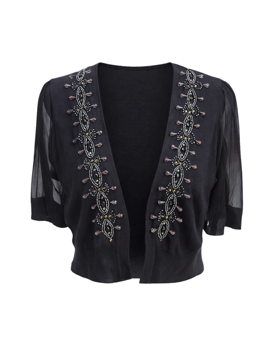 Embroidery Crop Top with Mesh Sleeves (Medium)