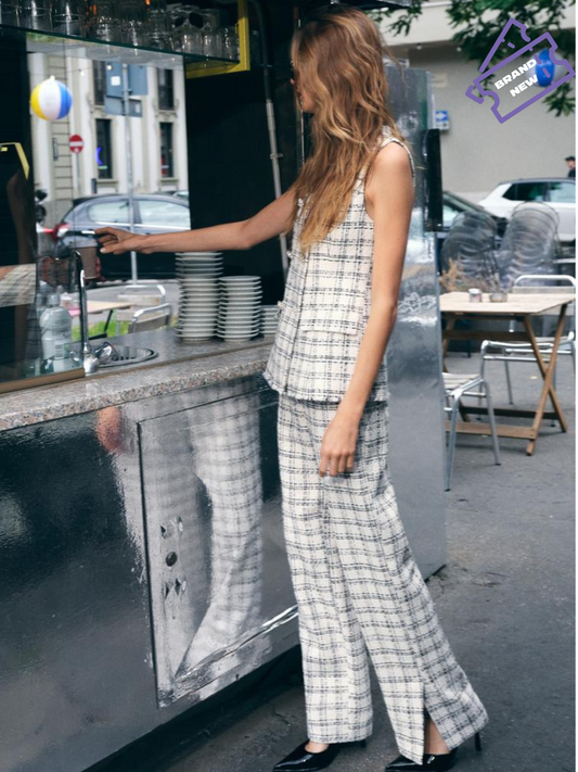 Textured Check Trousers - Zara