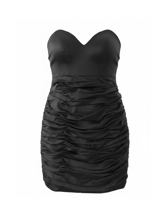 Black Rushed Dress (Small)