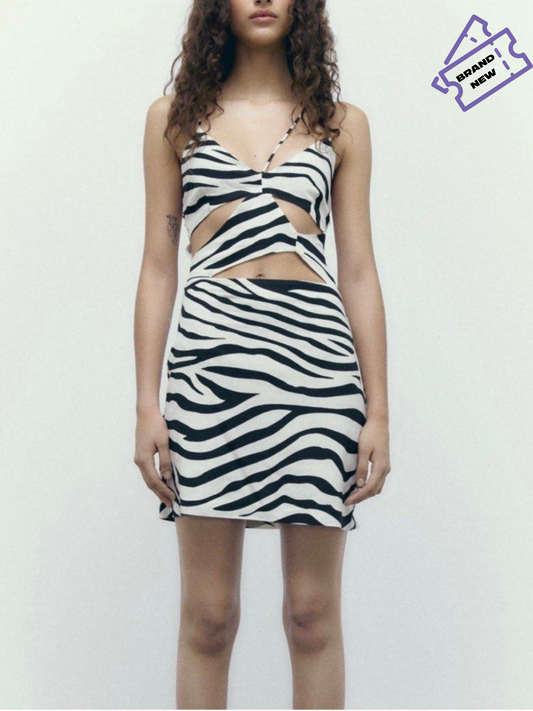 Zebra Cut Out Dress (Medium)